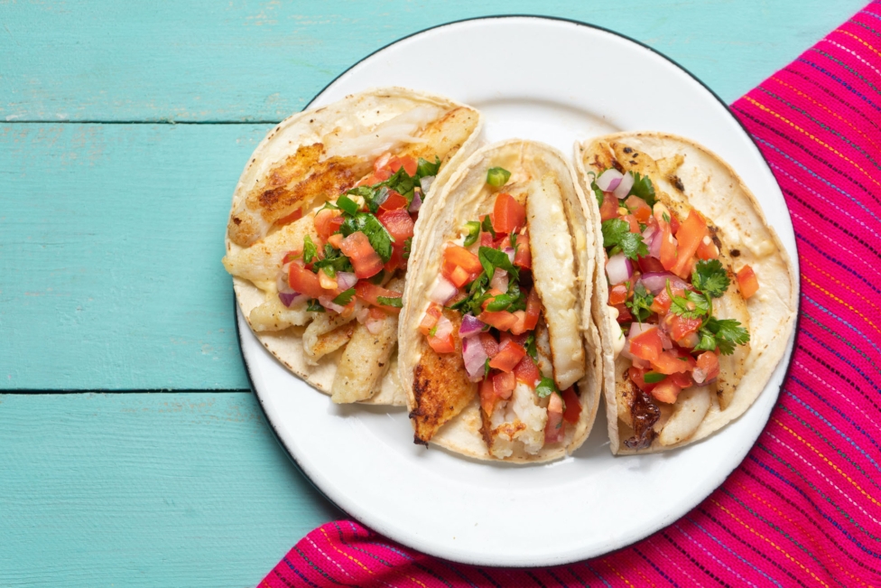 Grilled fish tacos with strawberry pineapple salsa